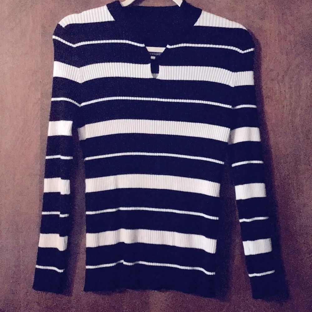 99 Jane Street Black & White Striped Sweater